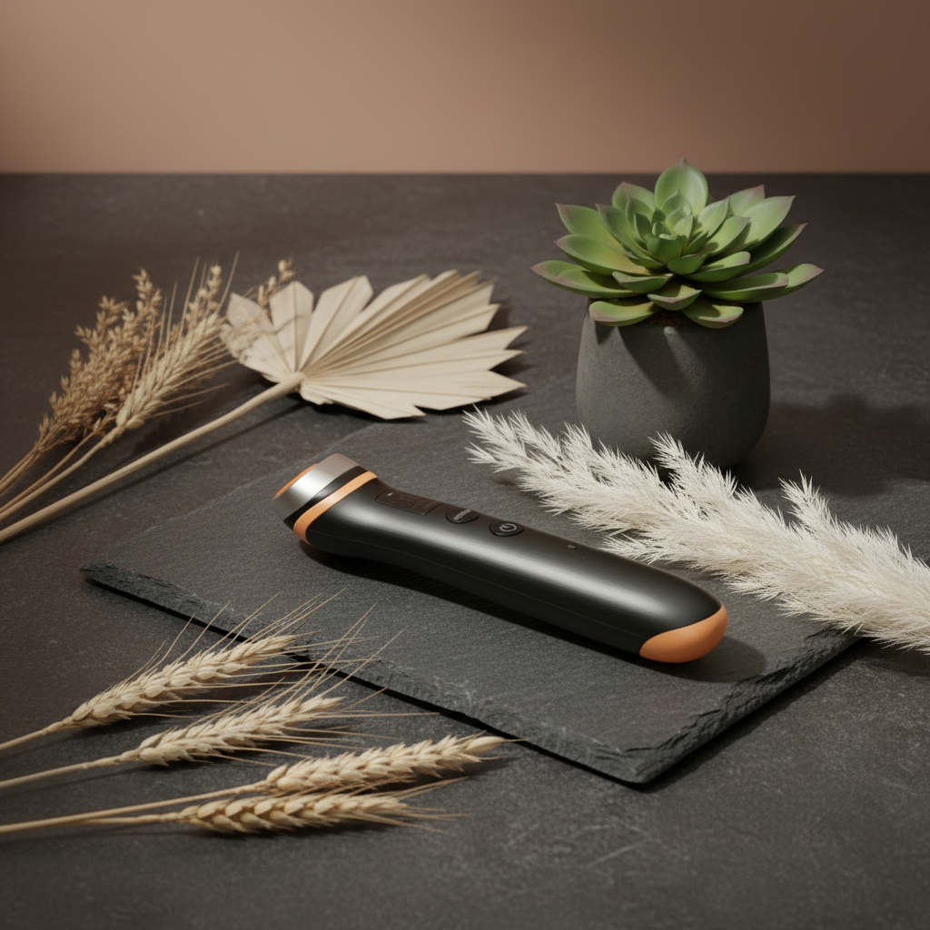 Lumzora Sculpt Pro Obsidian Edition lifestyle with botanicals